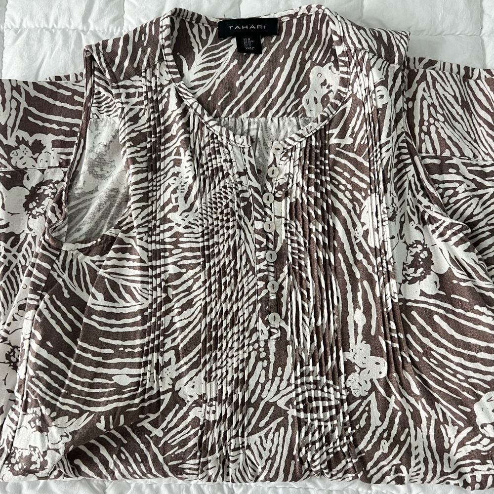 Tahari Zebra Print dress in Brown and White